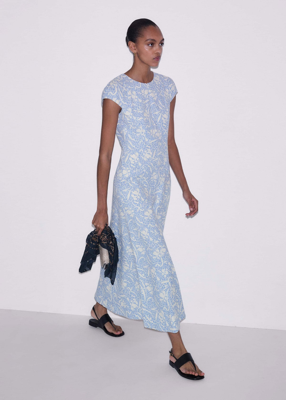 Blue Speckled Bloom Print Fit+Flare Maxi Dress | ME+EM