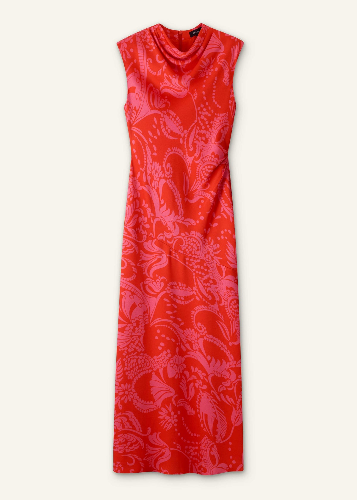 Orange Stylised Silhouette Print Bias Cut Full Length Dress | ME+EM