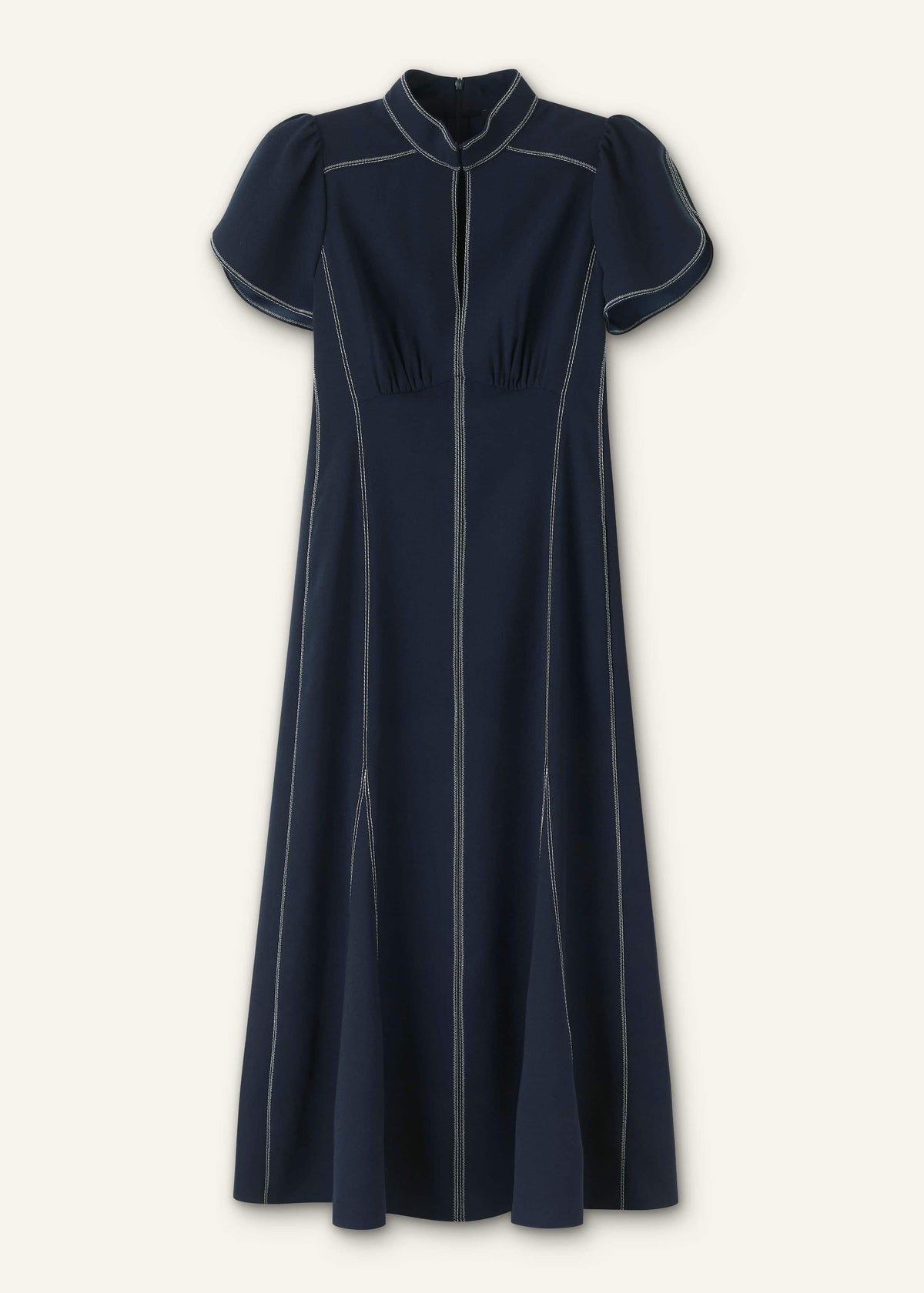 Navy Contrast Stitch Midi Dress | ME+EM