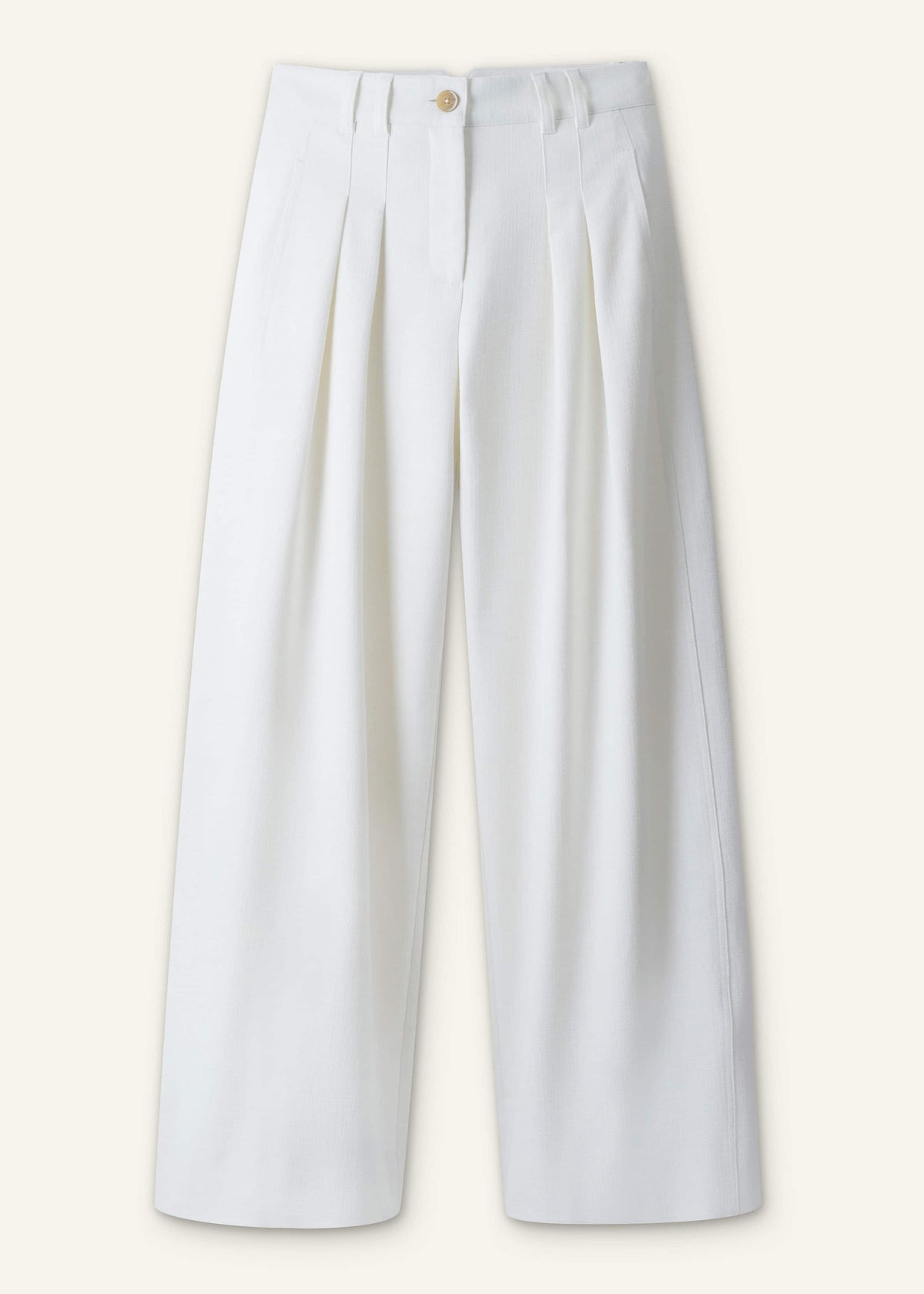 Ivory Double Pleat Wide-Leg Pant | ME+EM