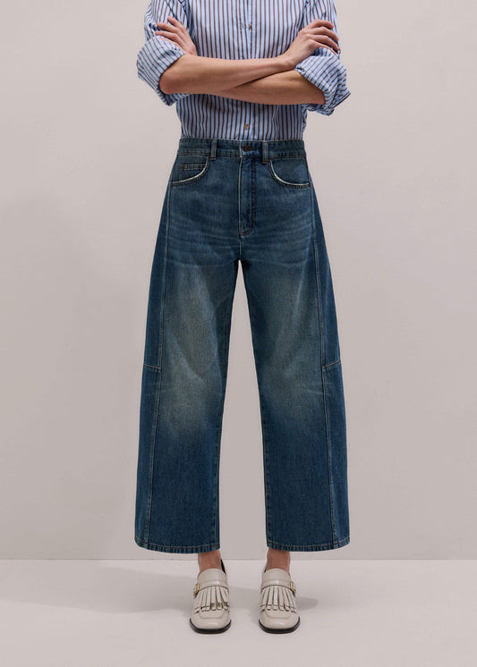 Blue Exaggerated Crop Jean | ME+EM