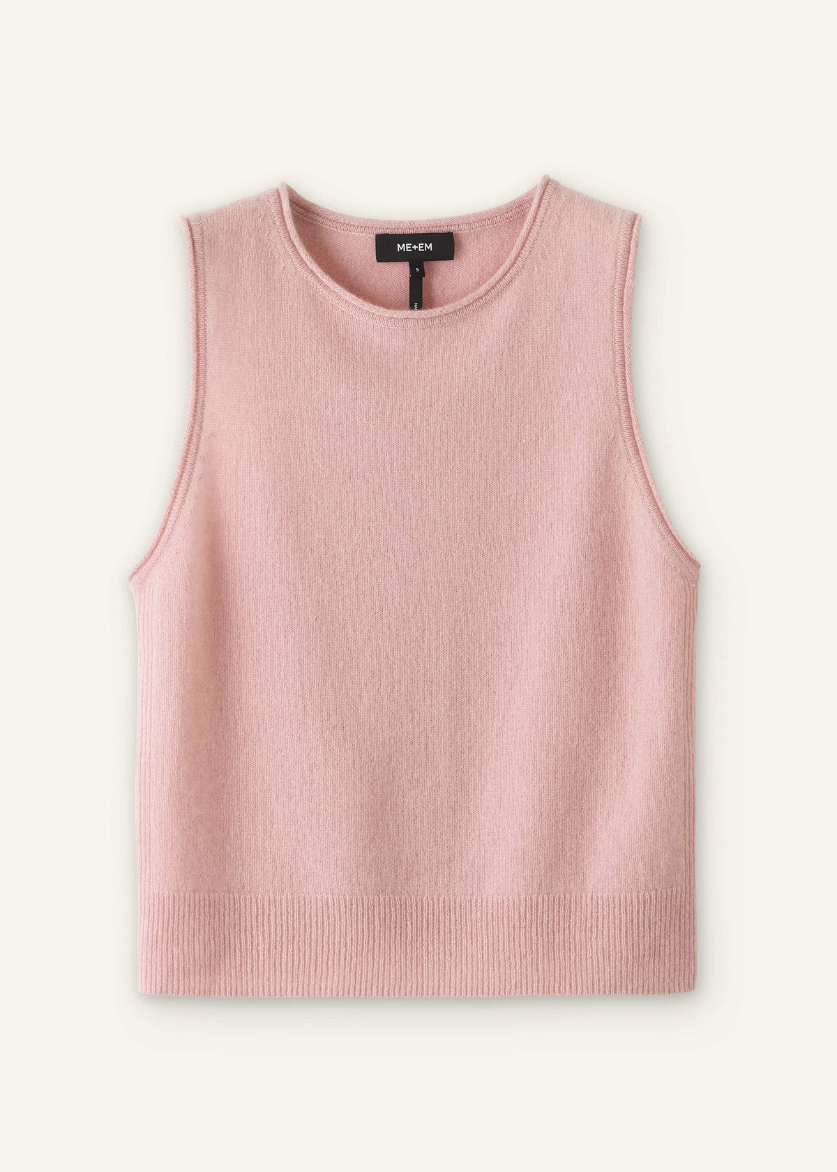 Pink Cashmere Roll Trim Knit Sweater Vest | ME+EM