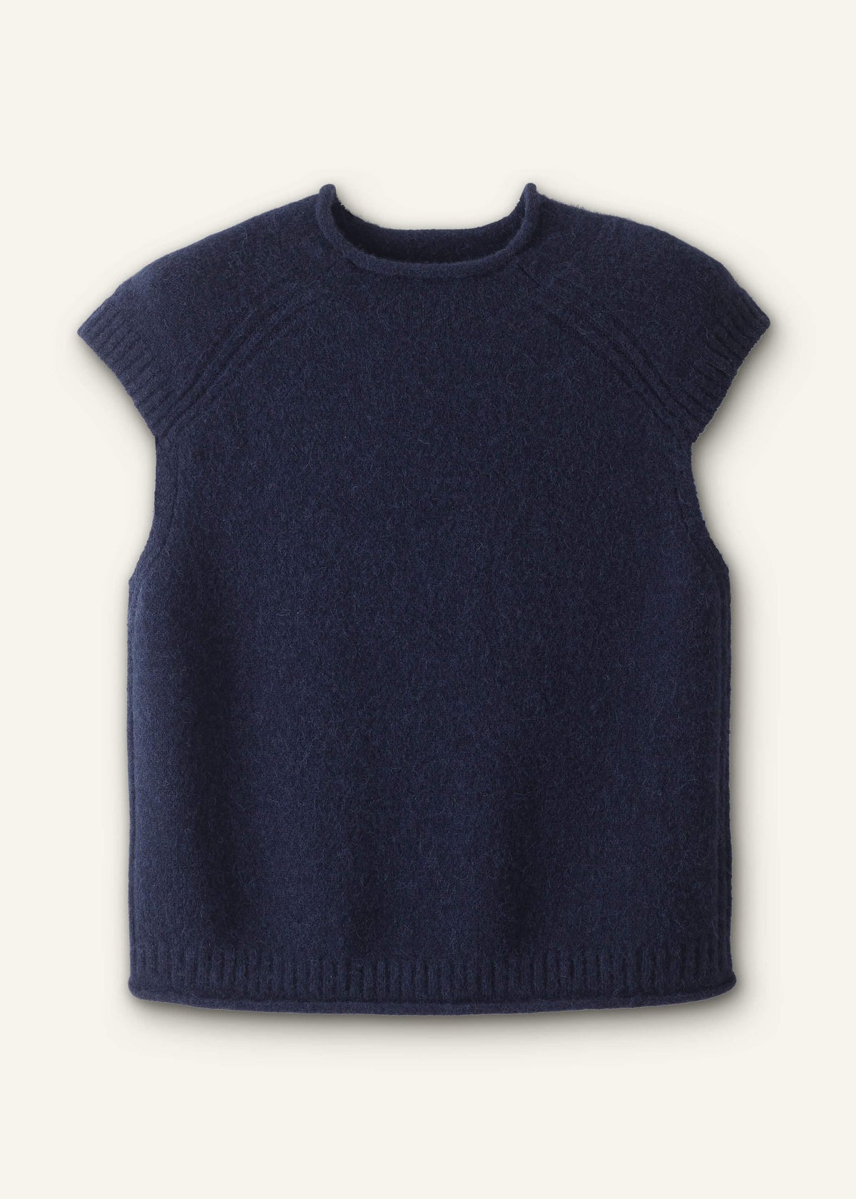 Navy Roll Trim Straight Layering Sweater Vest | ME+EM