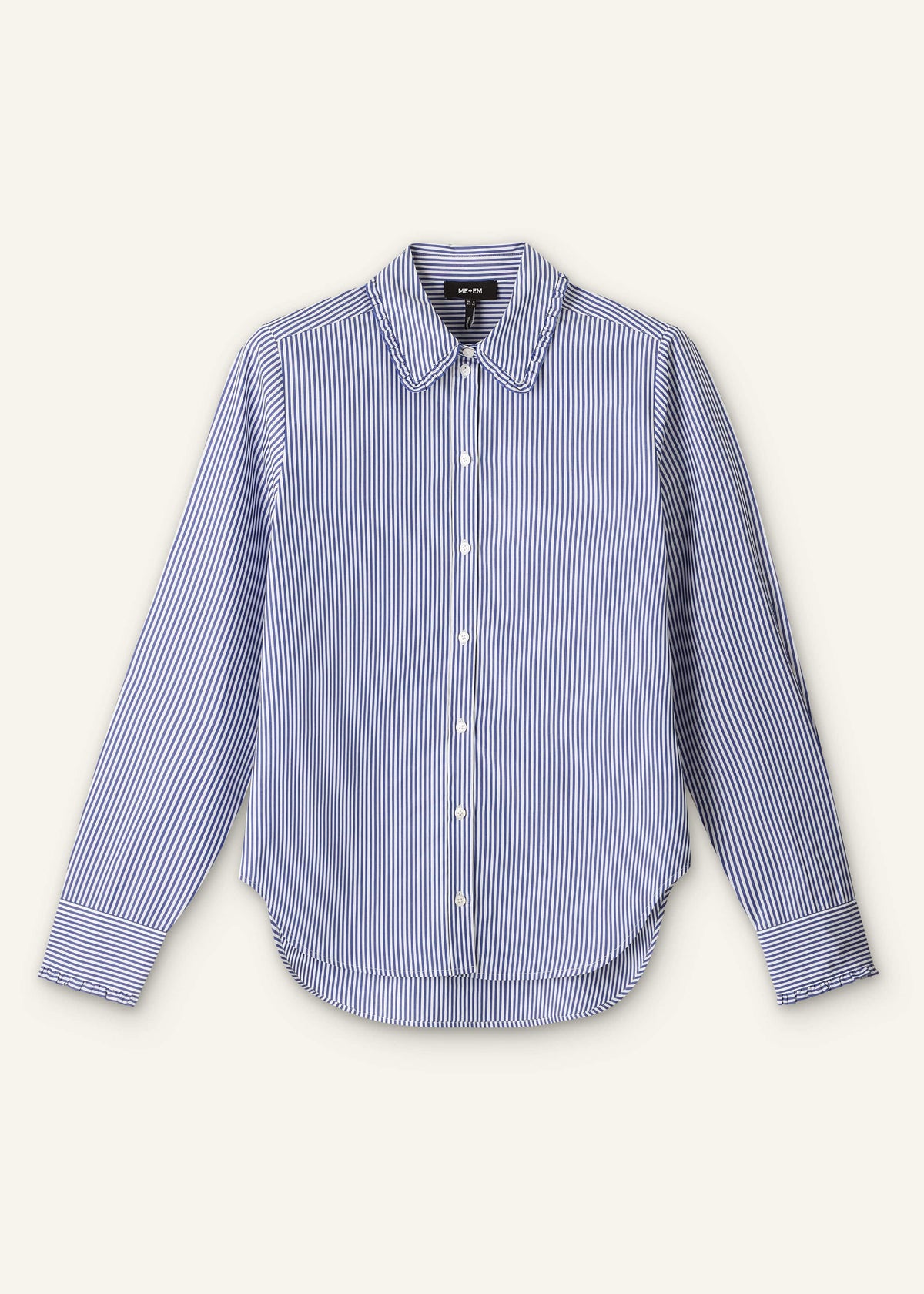 Navy Stripe Frill Collar Forever Shirt | ME+EM
