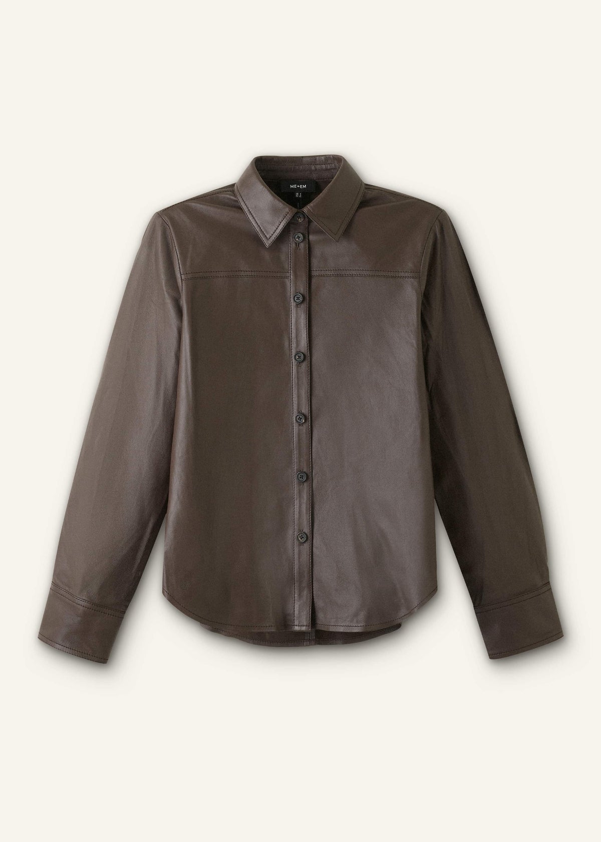 Brown Luxe Leather Straight Shirt | ME+EM
