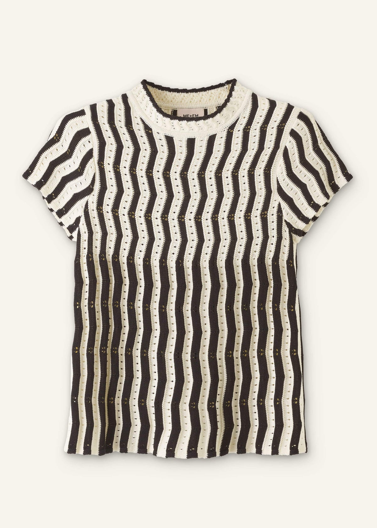 Cream Textured Pointelle Knit Swing Top | ME+EM