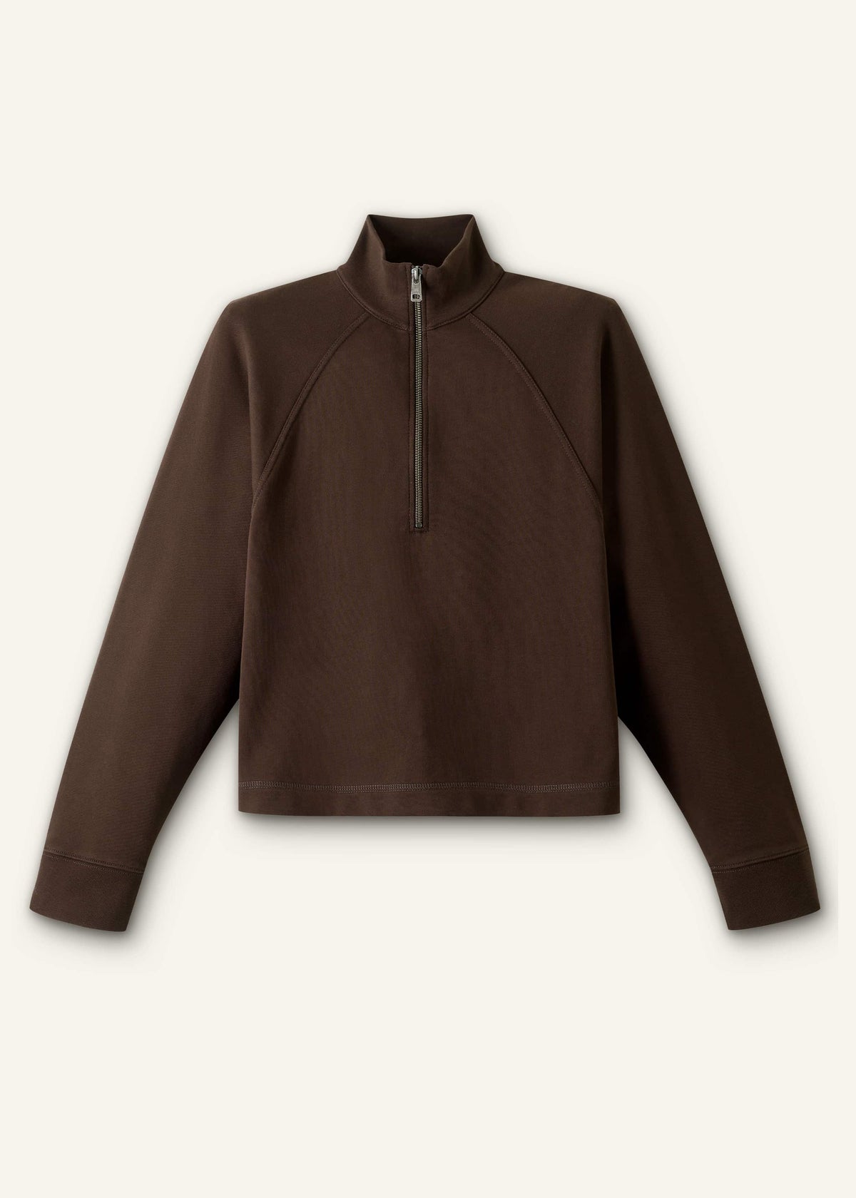 Brown Sweatshirt Cropped Funnel Neck Top | ME+EM