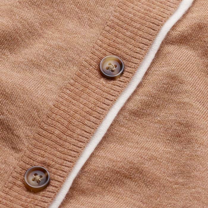 Camel Brown Barely There Contrast Slim Cardigan | ME+EM