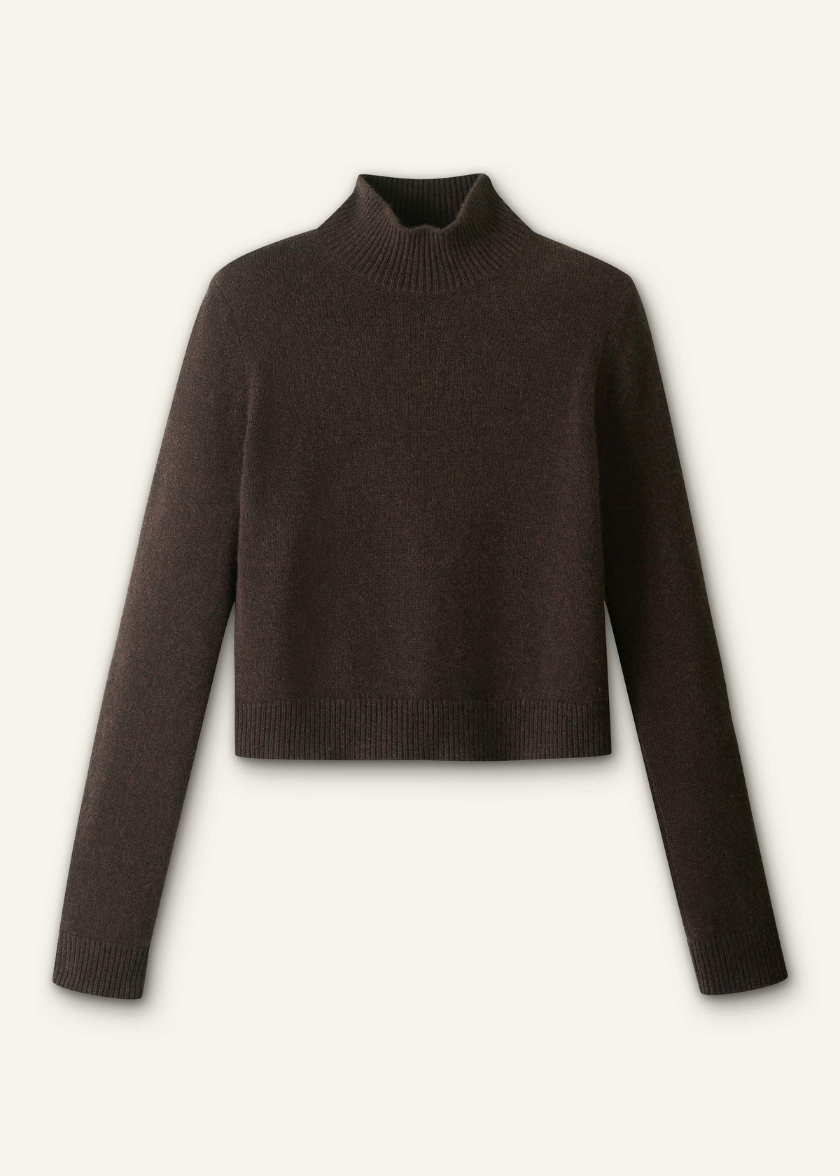 Brown Cashmere High Neck Crop Jumper | ME+EM