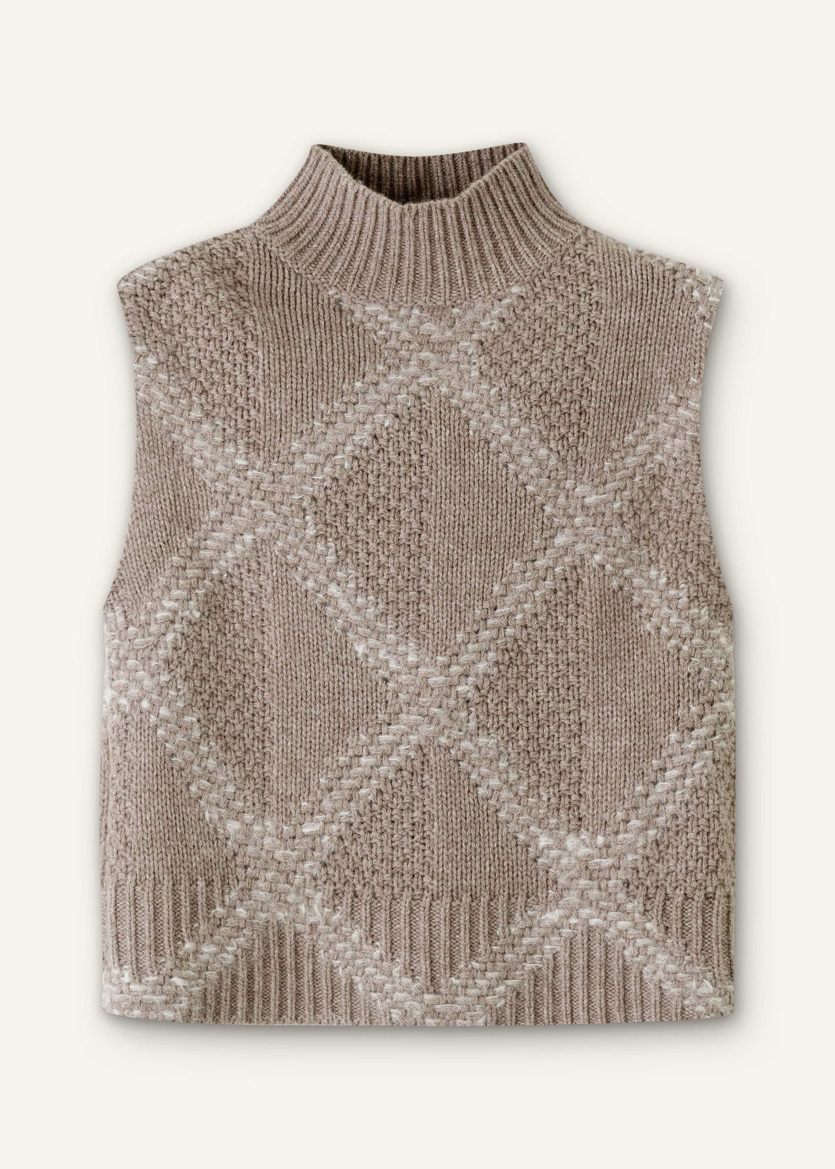 Brown Merino Statement Textured Argyle Sweater Vest | ME+EM