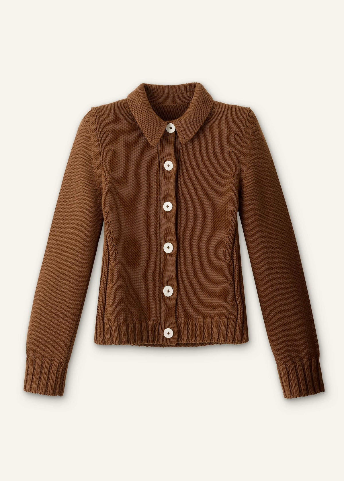 Brown Slim Collared Cardigan | ME+EM