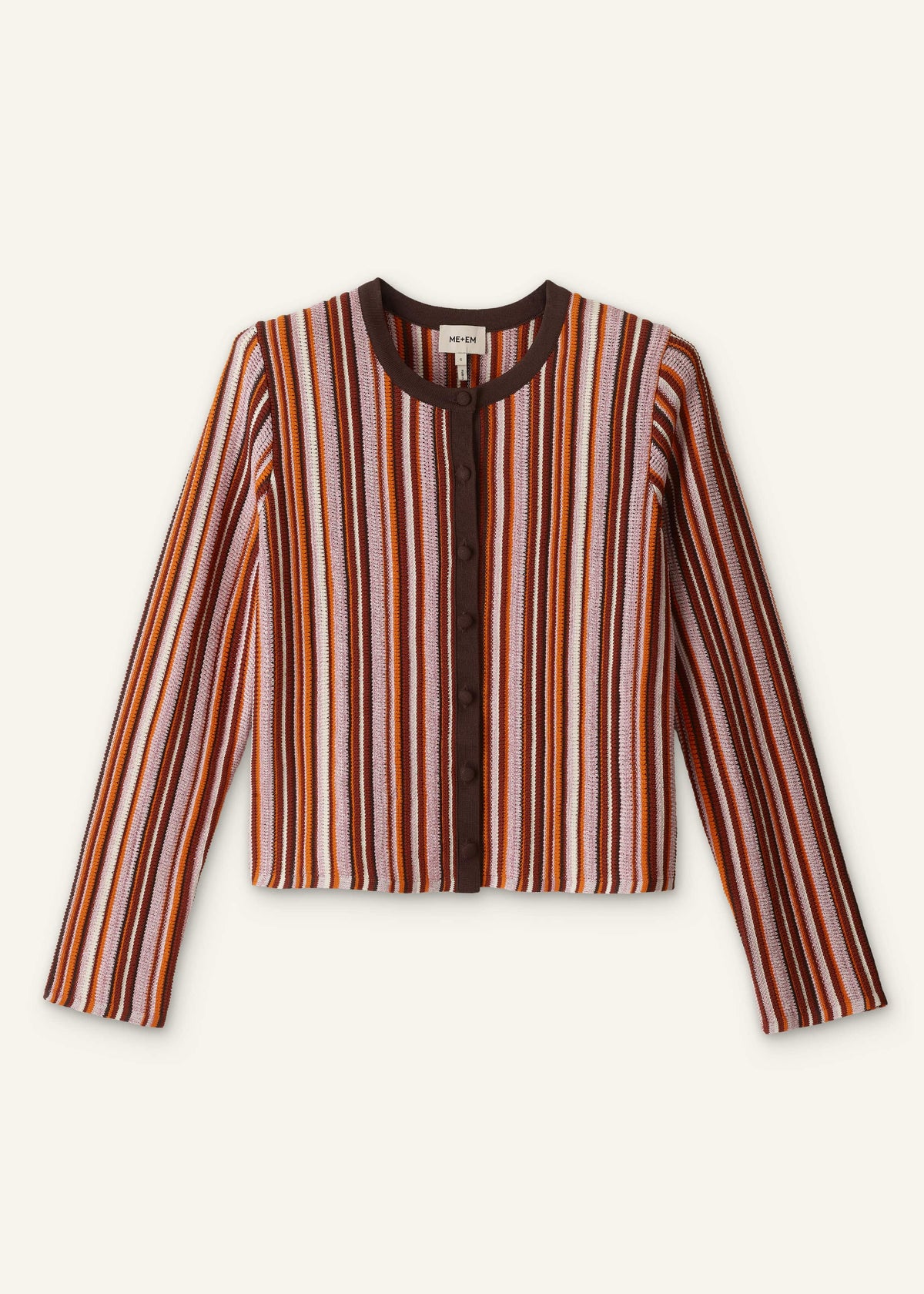 Cinnamon Brown Metallic Stripe Cardigan | ME+EM