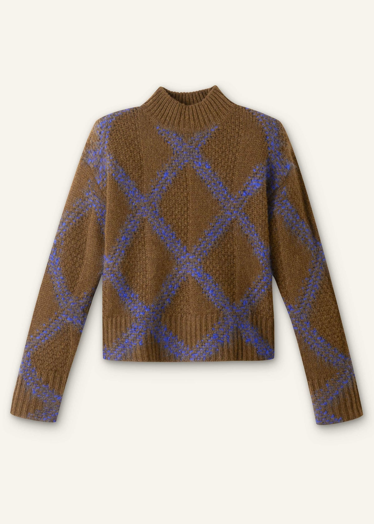 Green Merino Statement Textured Argyle Sweater | ME+EM