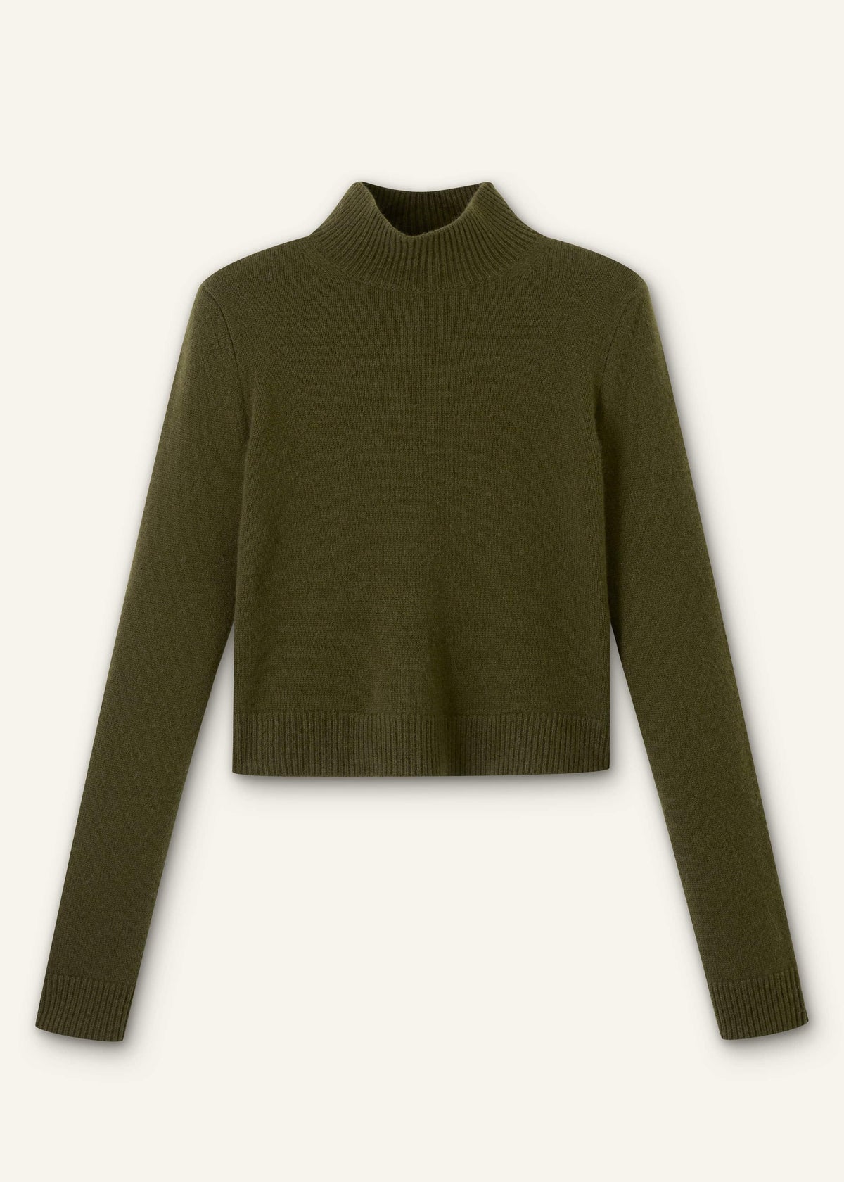 Olive Green High Neck Crop Sweater | ME+EM