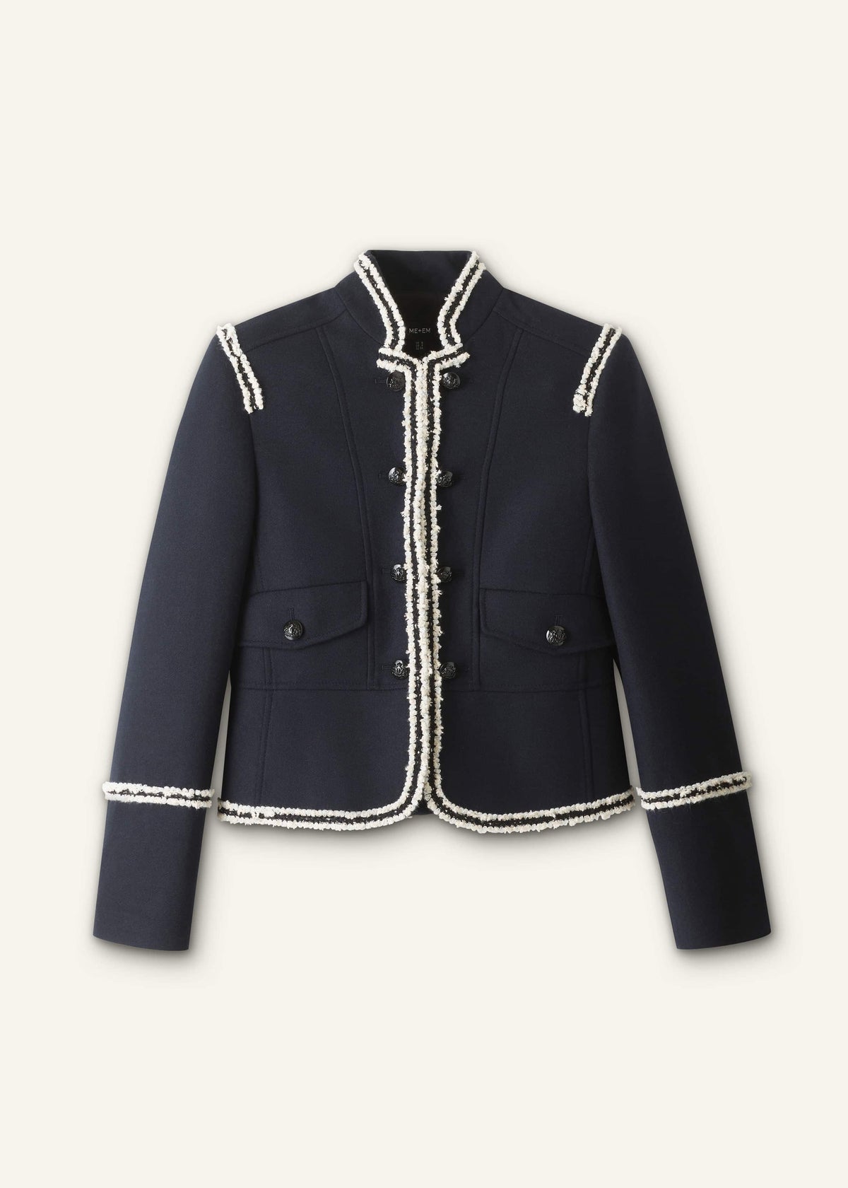 Navy Bold Braid Short Fitted Jacket | ME+EM