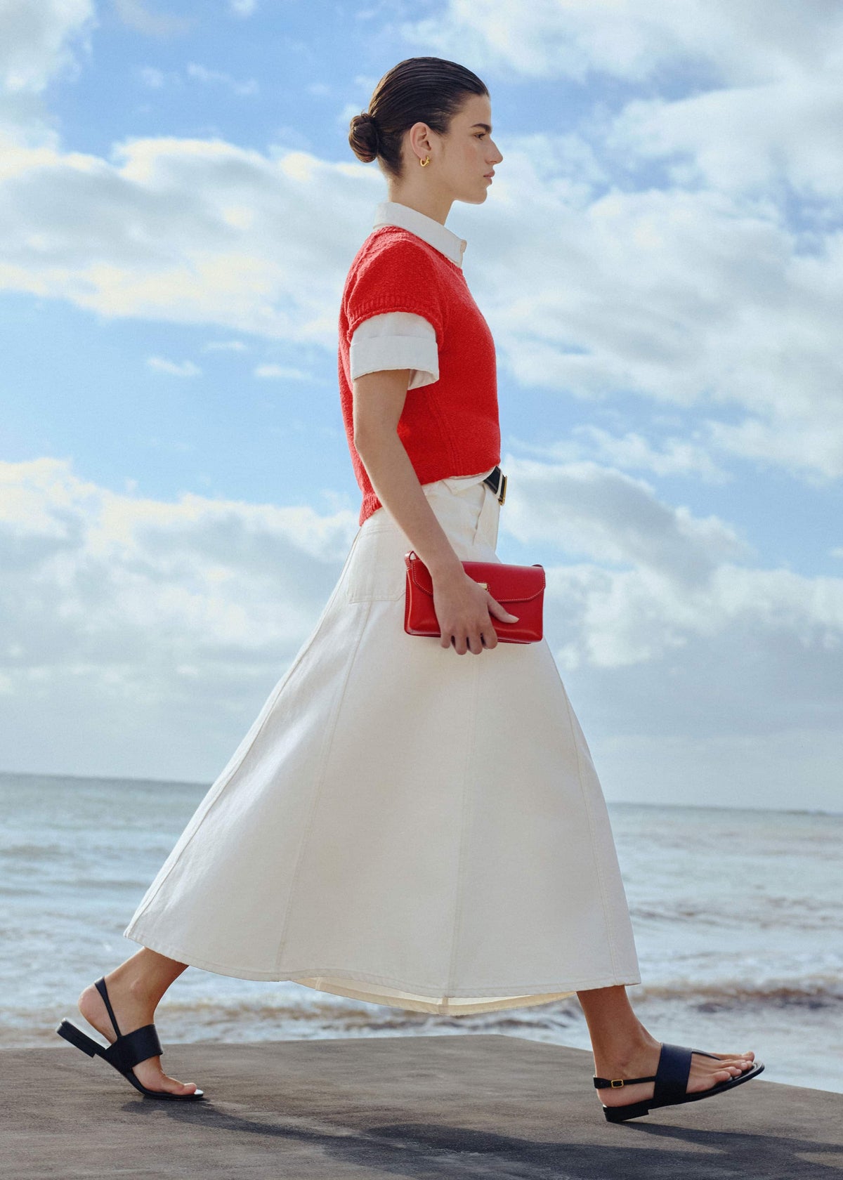 White Panelled A-Line Maxi Skirt | ME+EM