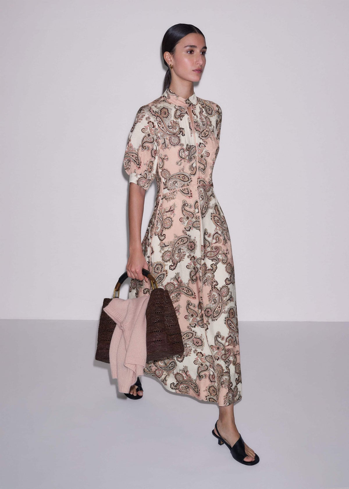 Pink Paisley Print Fit + Flare Maxi Dress | ME+EM