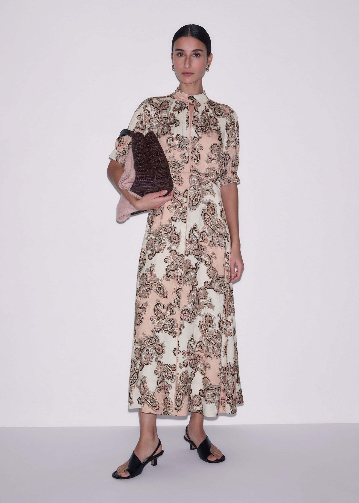 Pink Paisley Print Fit + Flare Maxi Dress | ME+EM