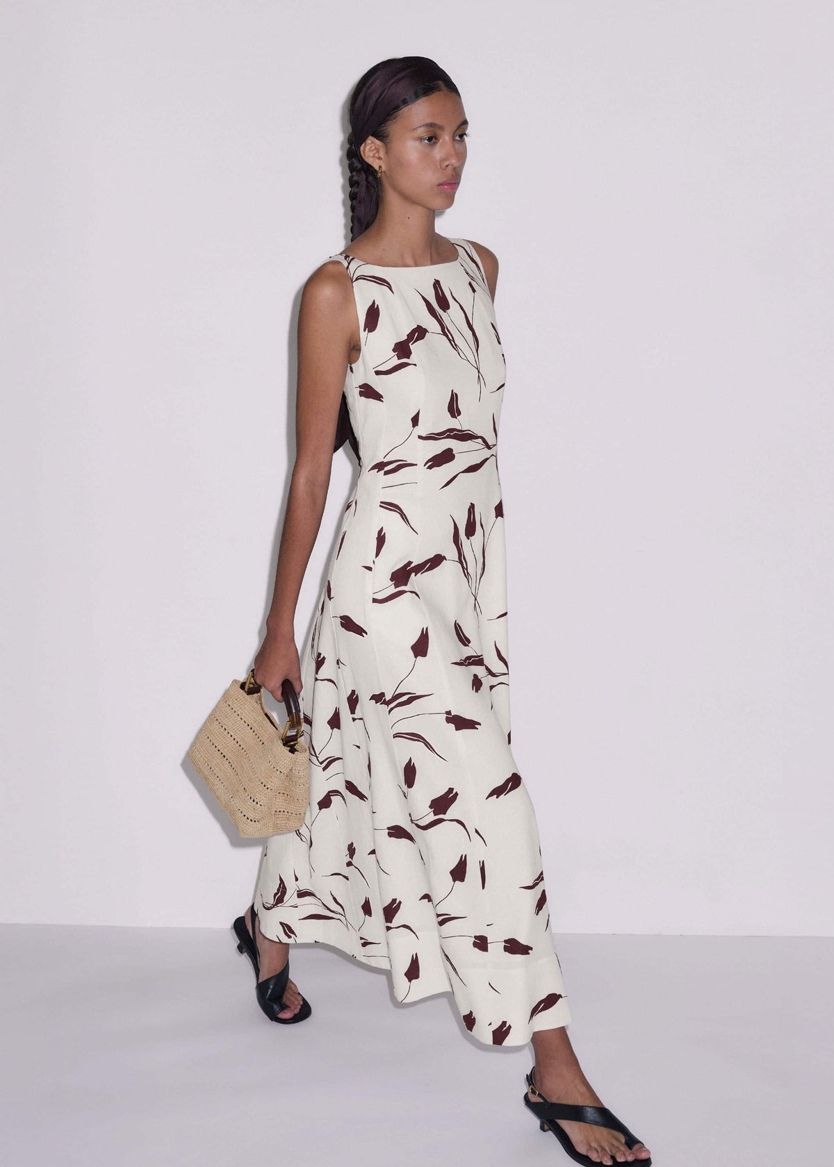 Cream Crease-Less Linen Fit + Flare Maxi Dress | ME+EM