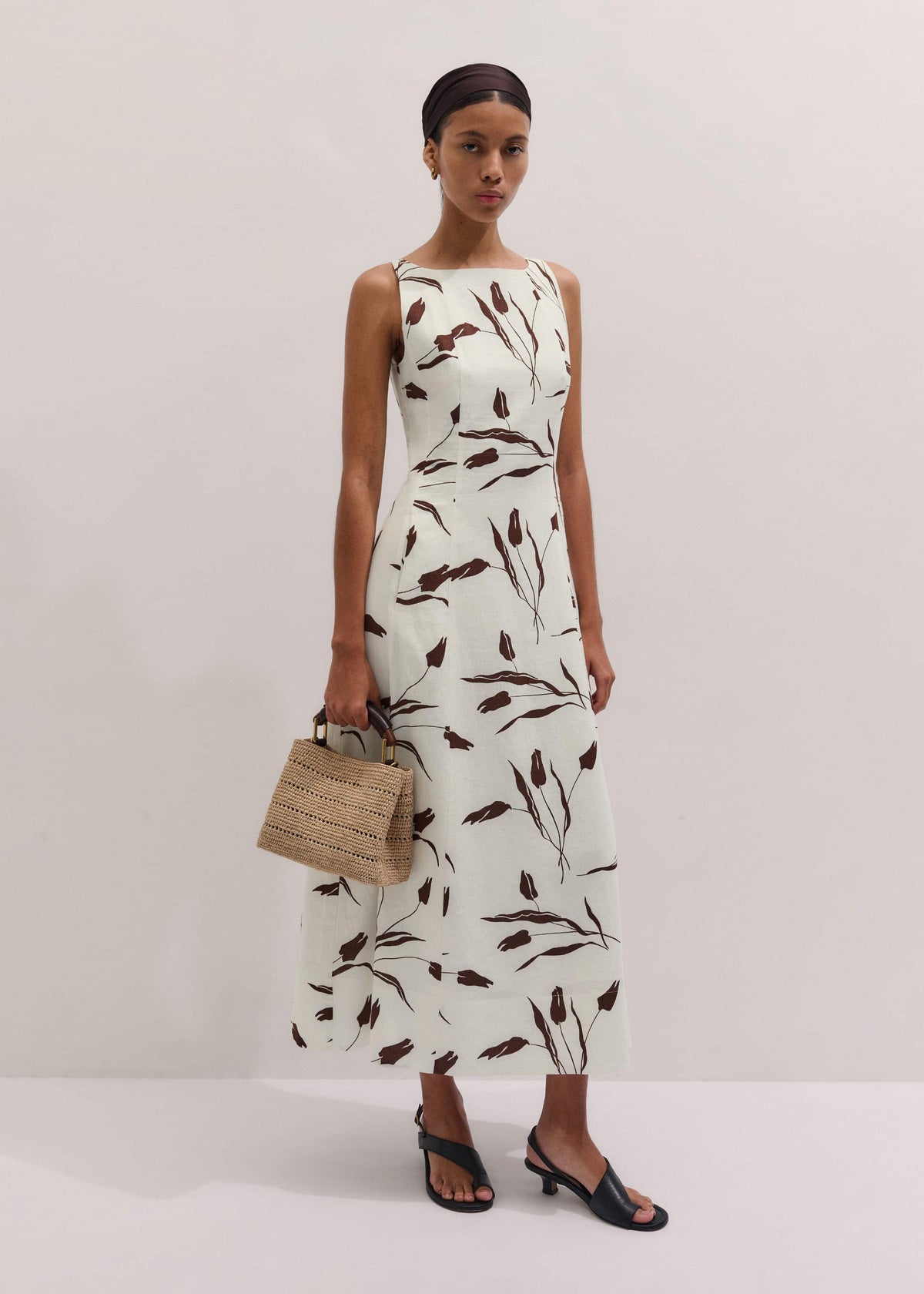 Cream Crease-Less Linen Fit + Flare Maxi Dress | ME+EM