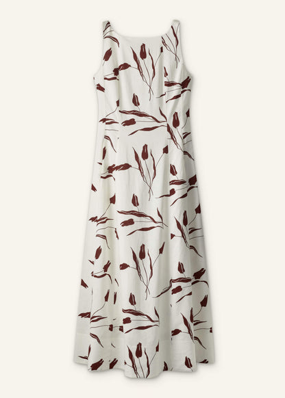 Cream Crease-Less Linen Fit + Flare Maxi Dress | ME+EM