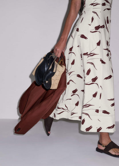 Cream Crease-Less Linen Fit + Flare Maxi Dress | ME+EM