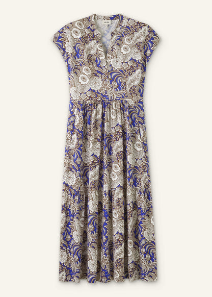 Blue Elaborate Botanical Tiered Maxi Dress | ME+EM