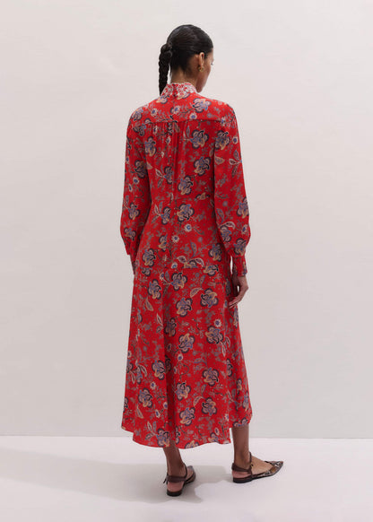 Orange Fit + Flare Ornate Paisley Print Maxi Dress | ME+EM