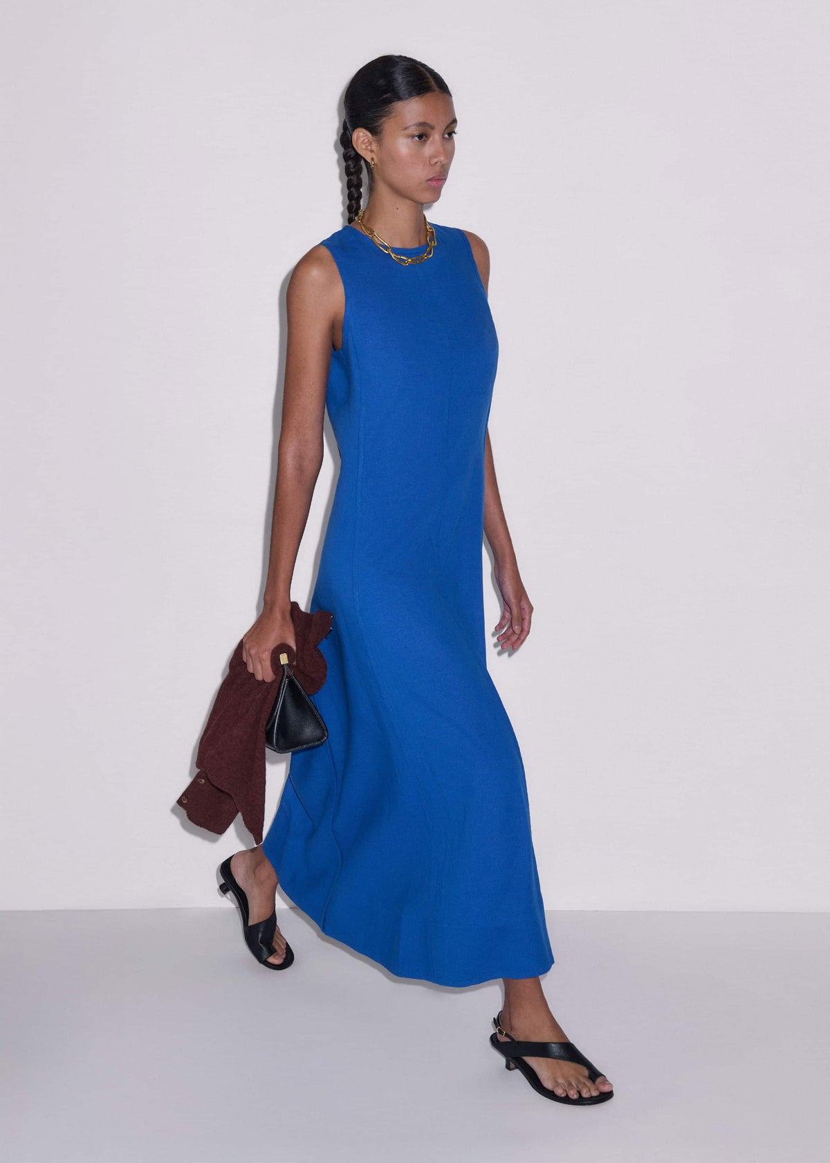 Blue Crease-Less Linen Effortless Maxi Dress | ME+EM