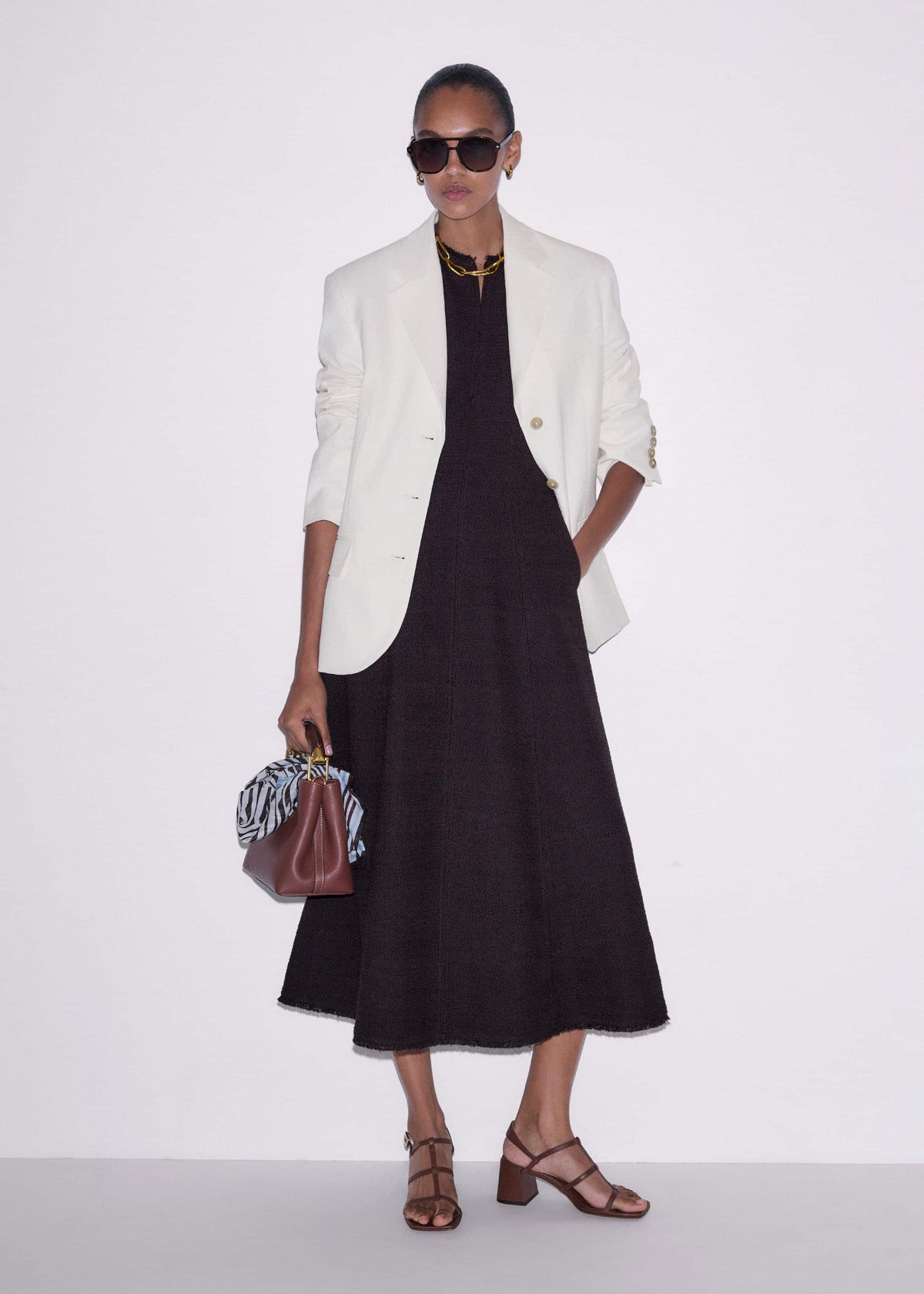 Brown Desk-To-Dinner Fit And Flare Maxi Dress | ME+EM