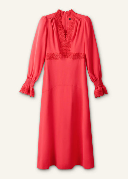 Red Fit + Flare Lace Detail Maxi Dress | ME+EM