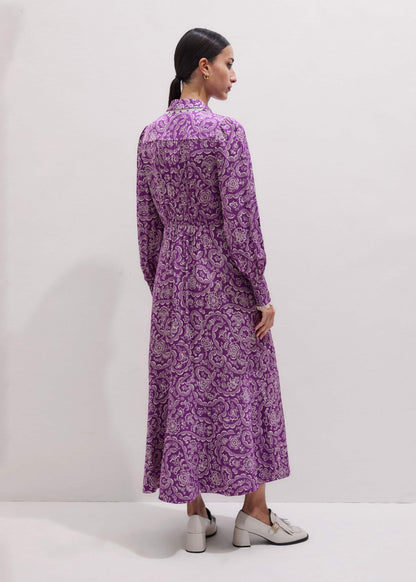 Purple Entangled Lace Print Fit + Flare Maxi Dress | ME+EM