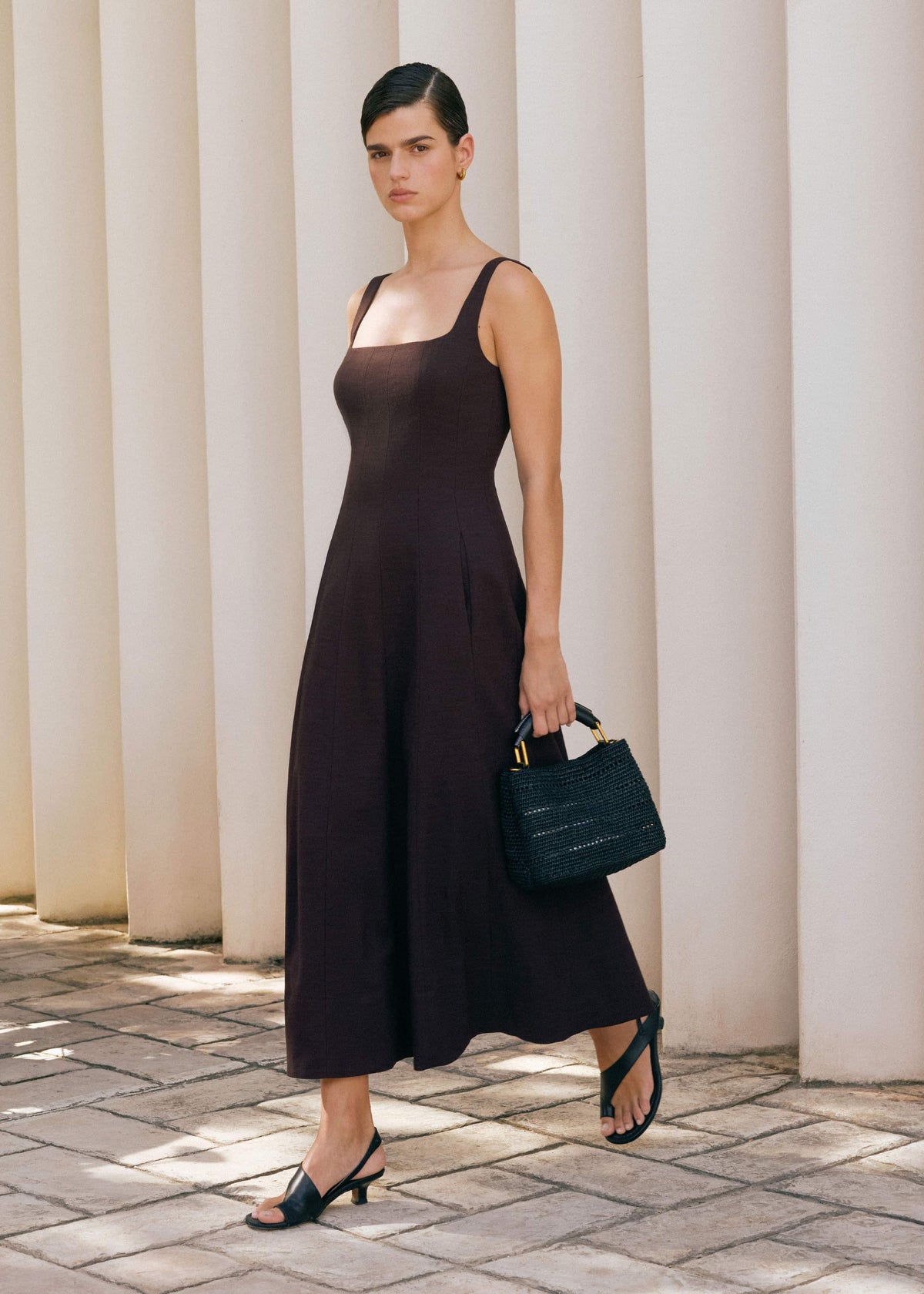 Red Contour Seam Fit + Flare Maxi Dress | ME+EM
