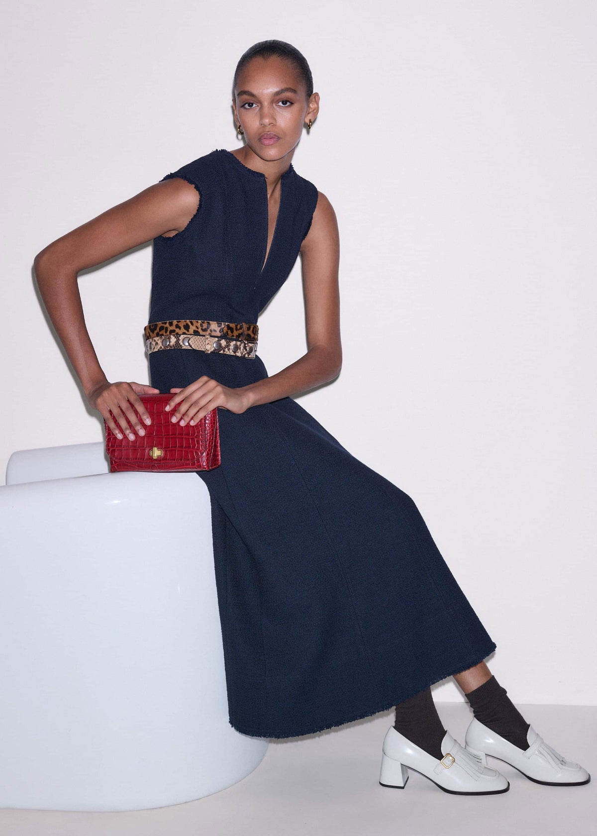 Navy Desk-To-Dinner Fit + Flare Maxi Dress | ME+EM