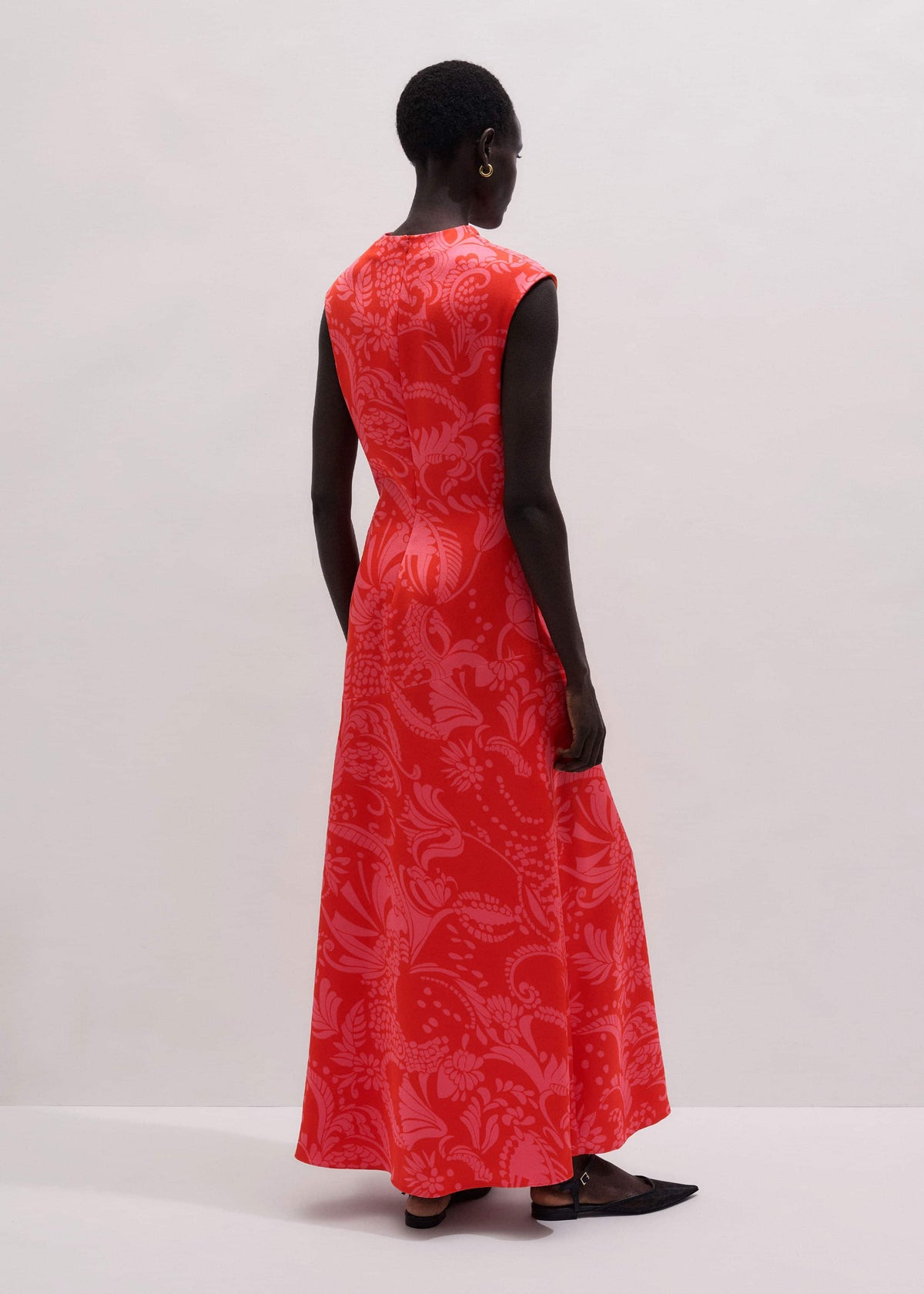 Orange Stylised Silhouette Print Bias Cut Full Length Dress | ME+EM