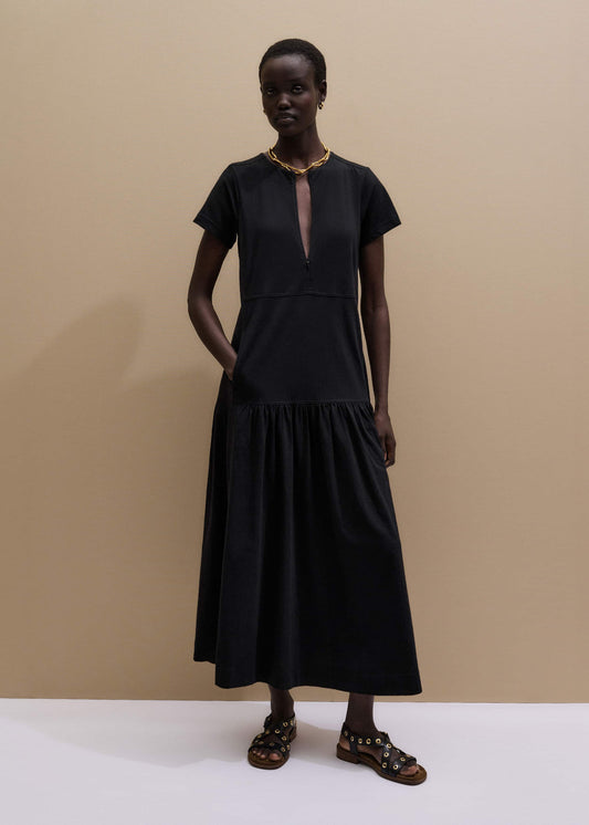 Black A-Line Tiered Maxi Dress | ME+EM