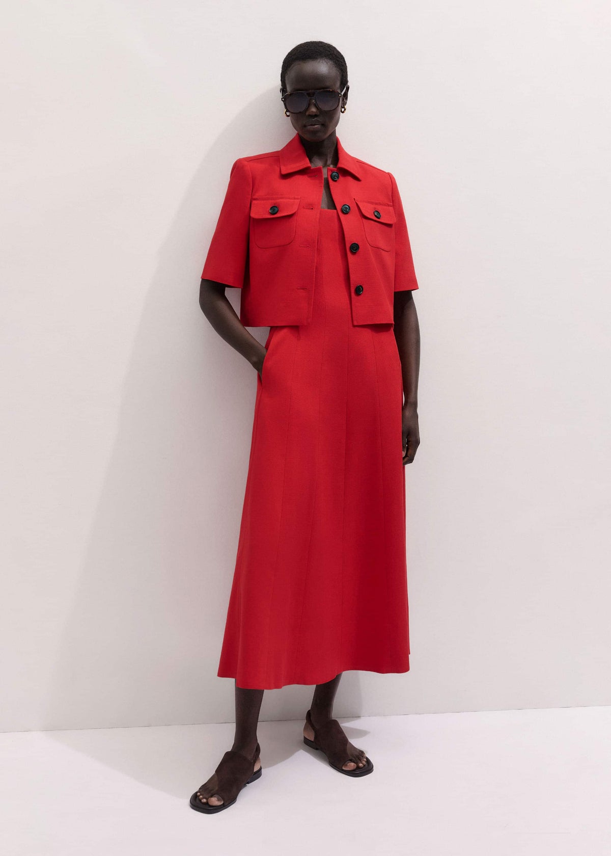 Red Contour Seam Fit + Flare Maxi Dress | ME+EM