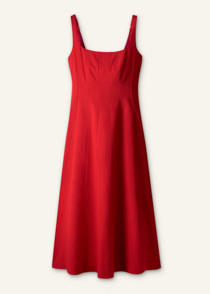 Red Contour Seam Fit + Flare Maxi Dress | ME+EM