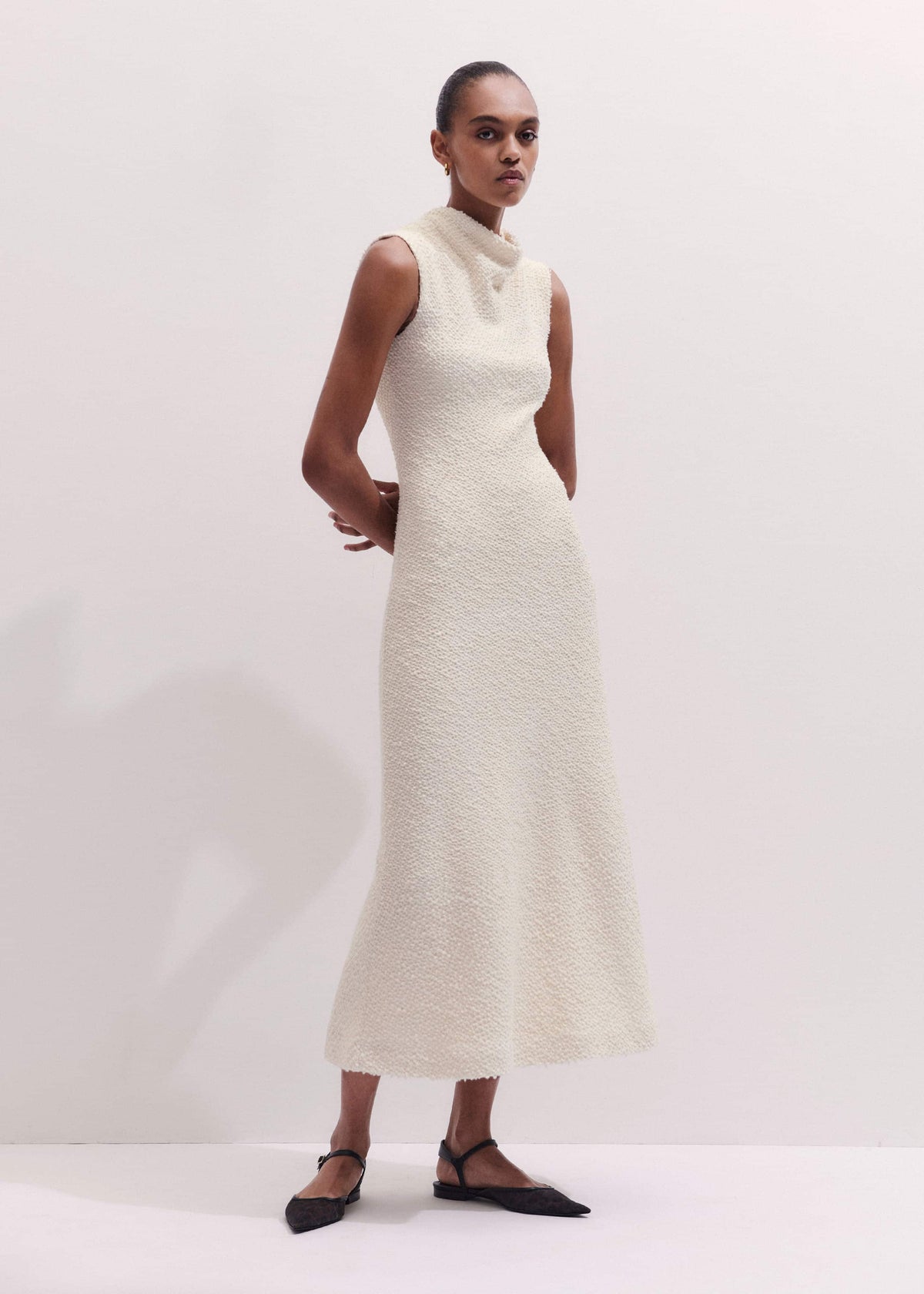 Cream Cowl Neck Fit and Flare Maxi Dress | ME+EM
