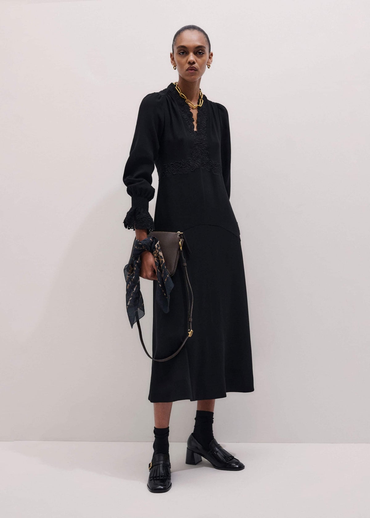Black Fit + Flare Lace Detail Maxi Dress | ME+EM