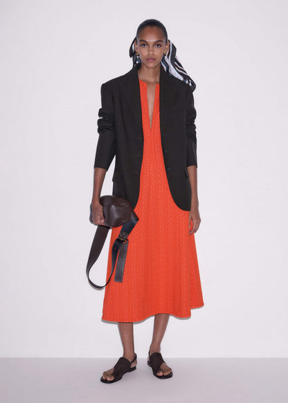 Orange Curling Crosses Jacquard Midi Dress | ME+EM