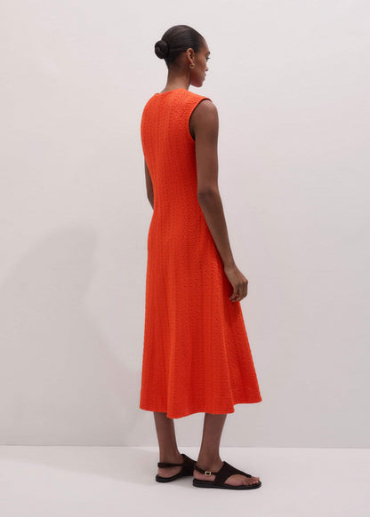 Orange Curling Crosses Jacquard Midi Dress | ME+EM