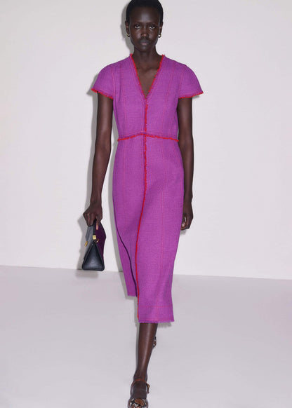 Purple Fringe Detail Fit + Flare Midi Dress | ME+EM
