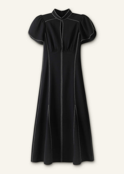 Black Contrast Stitch Midi Dress | ME+EM