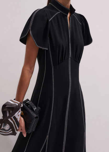 Black Contrast Stitch Midi Dress | ME+EM