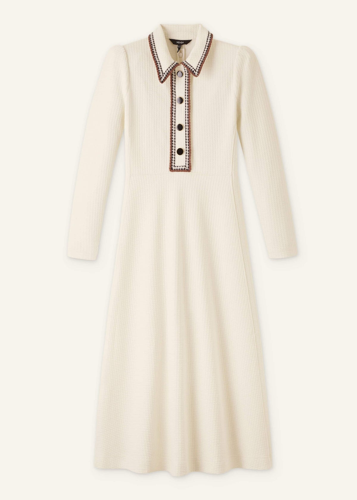 Cream Crochet Trim Fit and Flare Midi Dress | ME+EM