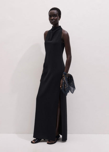 Black Draped Full Length Dress | ME+EM