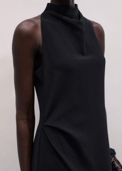 Black Draped Full Length Dress | ME+EM