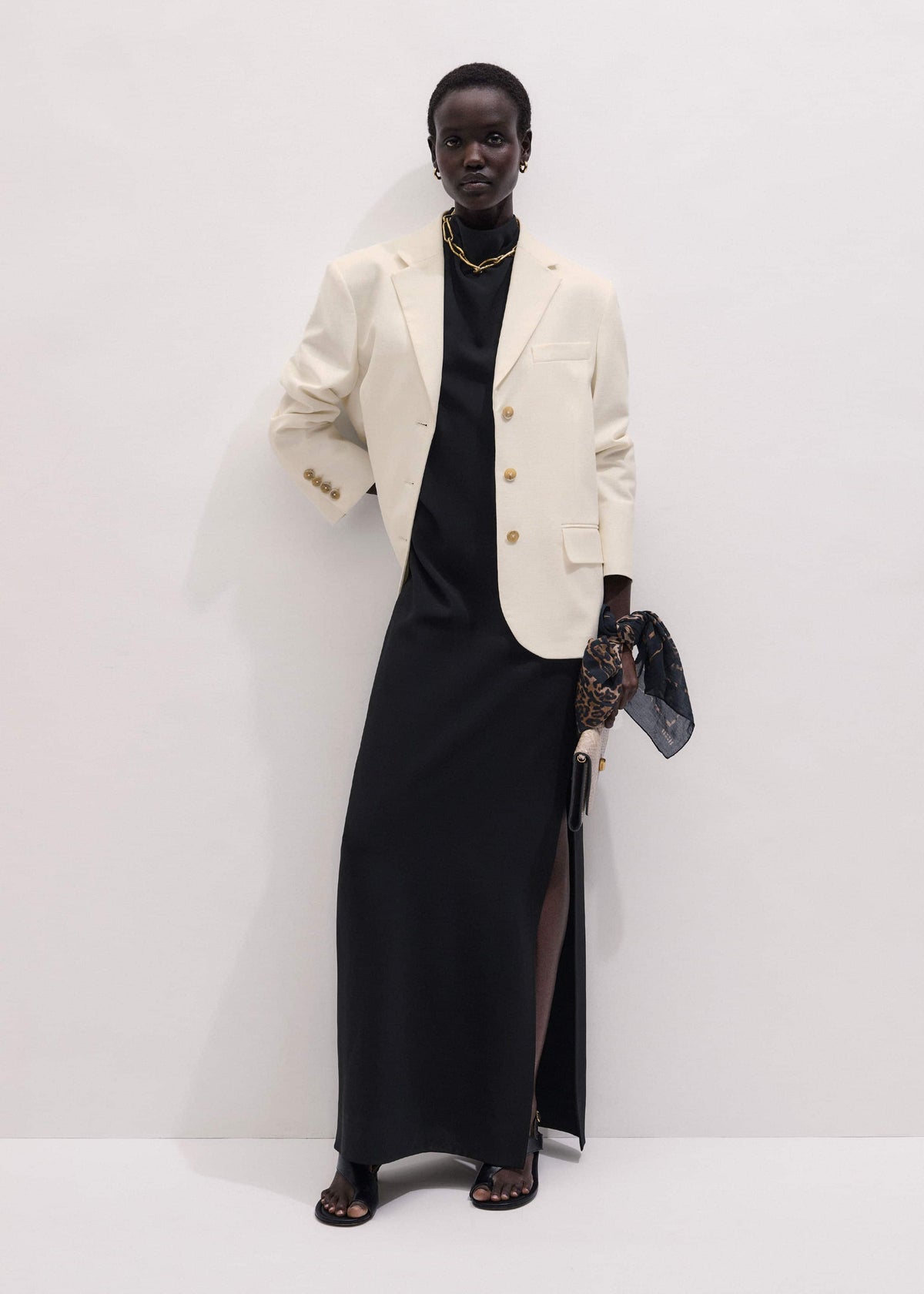 Black Draped Full Length Dress | ME+EM