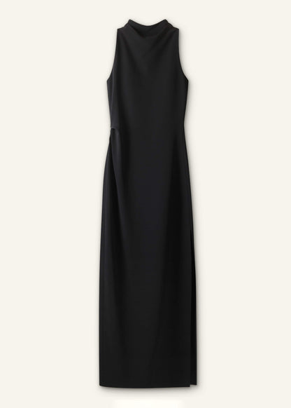 Black Draped Full Length Dress | ME+EM